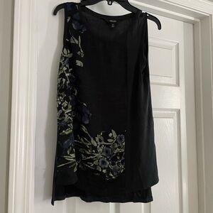 Ann Taylor Black and Blue Floral Tank Top